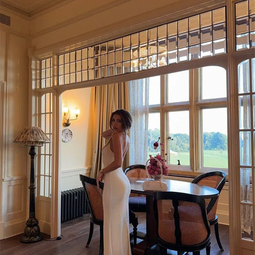 Load image into Gallery viewer, Halter Deep V Neck Sleeveless Sexy Maxi Dress For Women Elegant Backless Bodycon Tank Dress Femme Fashion Long Dress
