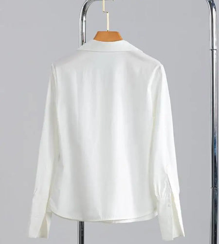 Korean Version Women White Single Breasted Shirt Autumn Winter Long Sleeve Elegant Versatile Festival Top New Streetwear Blouses