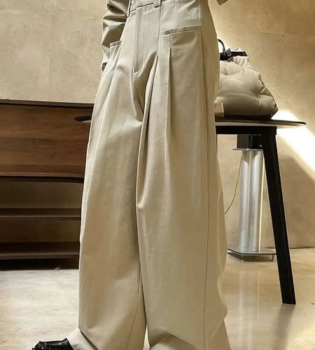 High Waist Black Long Pleated Wide Leg Casual Pants New Loose Fit Trousers Women Fashion Tide Spring Autumn 2025 1DF4438