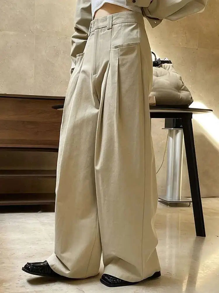High Waist Black Long Pleated Wide Leg Casual Pants New Loose Fit Trousers Women Fashion Tide Spring Autumn 2025 1DF4438