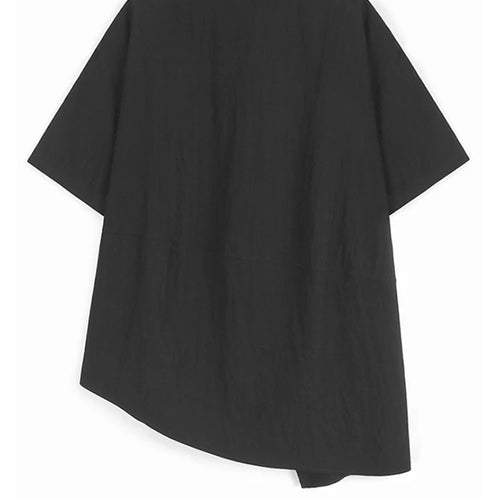 Load image into Gallery viewer, Women Black Irregular Printed Big Size Casual Blouse New Lapel Short Sleeve Shirt Fashion Tide Spring Summer 2025 1DJ1580
