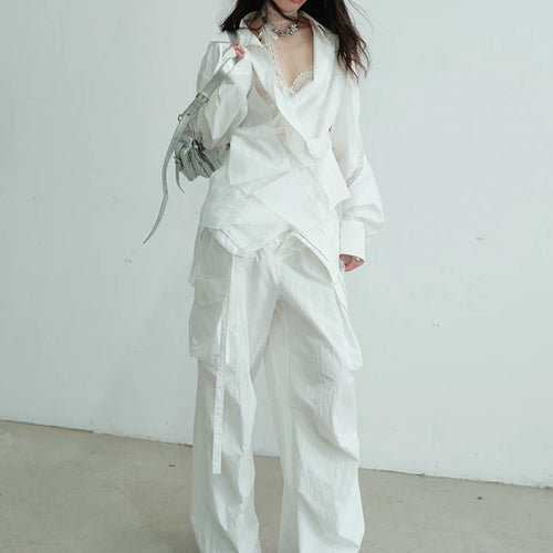 Load image into Gallery viewer, Women White Lace Hollow Out Big Size Elegant Blouse New Lapel Long Sleeve Shirt Fashion Tide Spring Autumn 2025 1DJ0688
