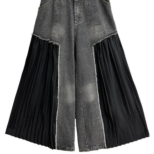 Load image into Gallery viewer, High Elastic Waist Blue Denim Pleated Long Wide Leg Pants New Trousers Women Fashion Tide Spring Autumn 2025 1DH5079
