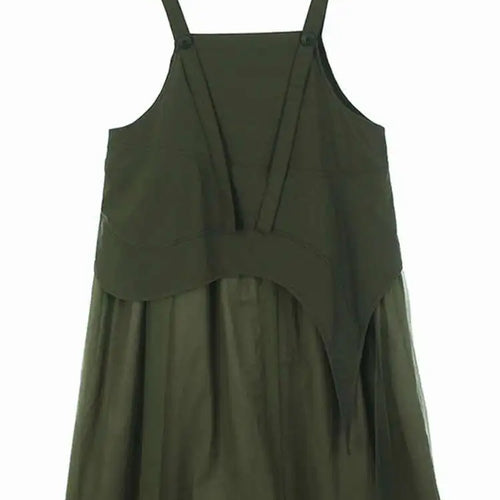 Load image into Gallery viewer, Women Black Topstitched Mesh Big Size Strap Dress New Square Collar Sleeveless Fashion Tide Spring Autumn 2025  1DH6192
