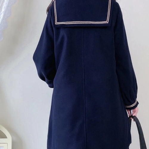 Load image into Gallery viewer, Solid Warm JK Style Girls Wool Blends Long Coats Jacket Winter Metal Single-breasted  Sleeve Casual  Warmness Outwears
