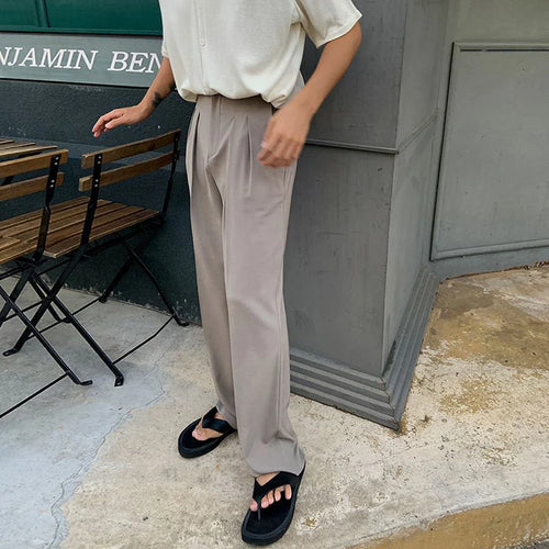 Load image into Gallery viewer, Dropped Loose Straight Men&#39;s Suit Pants Pleated Autumn Korean Fashion Wide Leg Solid Color Male Trousers Simple 9C8987
