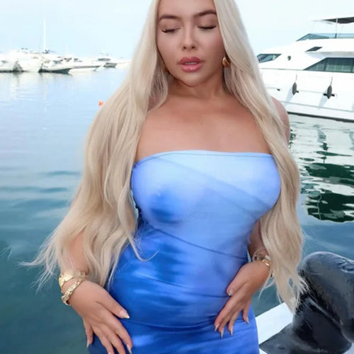 Load image into Gallery viewer, Strapless Print Sexy Midi Dress For Women Fashion Off-shoulder Backless Bodycon Club Party Sexy Long Dress Clubwear
