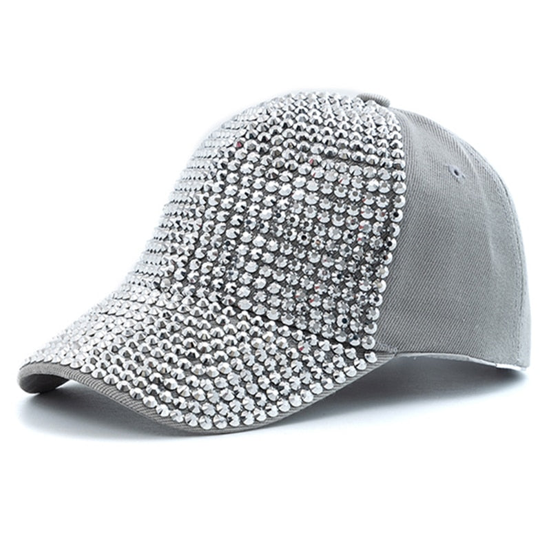 Women Diamond Inlay Cap Simple Plain Baseball Cap Female Adjustable Casual Outdoor Streetwear Fashion Hat