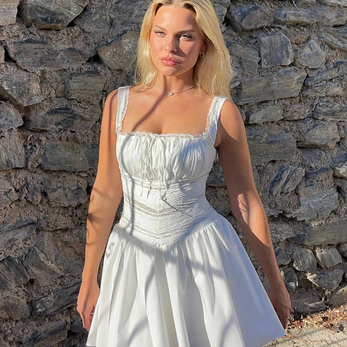 Load image into Gallery viewer, Elegant Casual Women's Dresses 2022 Cotton White Dress Sexy Birthday Dress V Neck A Line Holiday Lace Party Dresses Vintage
