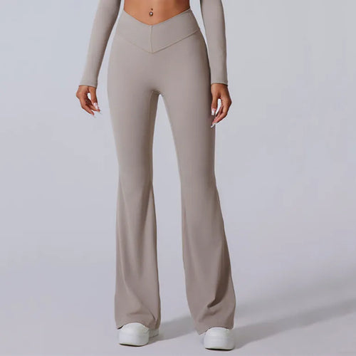 Load image into Gallery viewer, High V Waist Flare Leggings Yoga Pants Women Wide Leg Gym Workout Fitness Sports Pant Latin Dance Trousers Active Wear Bottom
