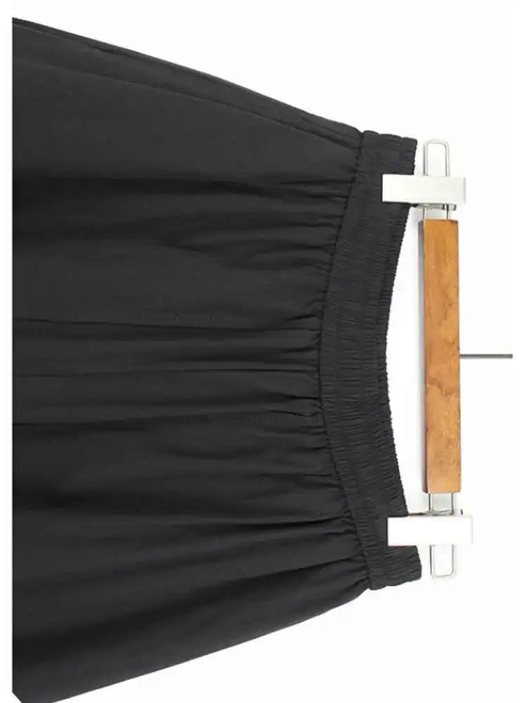 High Elastic Waist Khaki Spliced False Two Long Wide Leg Pants New Trousers Women Fashion Tide Spring Autumn 2025 1DJ0134