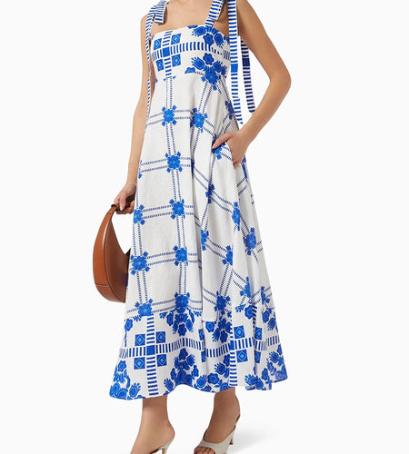 Hit Color Spliced Lace Up Dresses For Women Square Neck Sleeveless High Waist Temperament Dress Female Fashion New