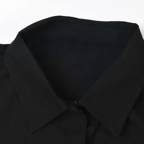 Load image into Gallery viewer, Women Black Lace Pleated Big Size Shirt Dress New Lapel Half Sleeve Loose Fit Fashion Tide Spring Summer 2025  1DF8749
