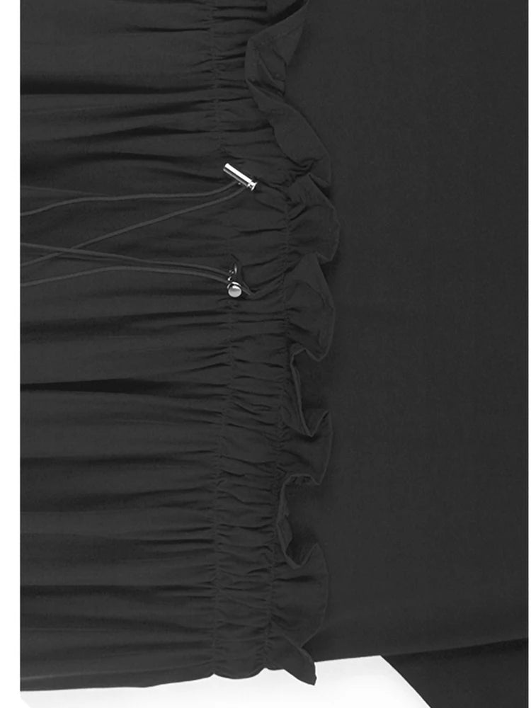 Women Gray Pleated Ruffles Big Size Elegant Midi Dress New Round Neck Short Sleeve Fashion Tide Spring Summer 2025 1DJ0927