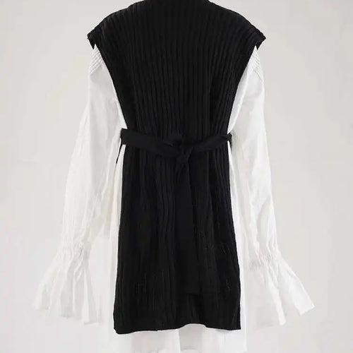 Load image into Gallery viewer, Women White Kniitting Irregular Big Size Shirt Dress New Turtleneck Long Sleeve Fashion Tide Spring Autumn 2025 CPDB269
