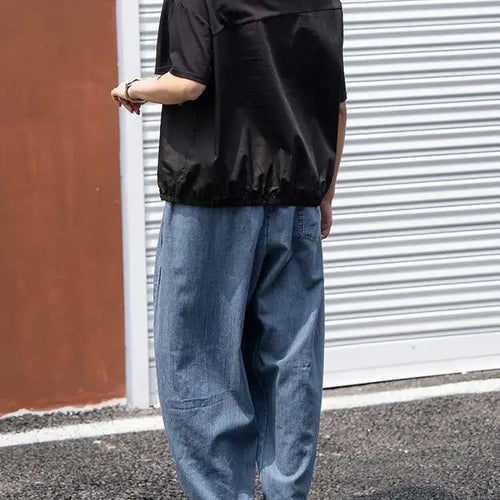 Load image into Gallery viewer, Women Black Pocket Irregular Spliced Big Size T-shirt New Round Neck Short Sleeve Fashion Tide Spring Summer 2025 1DJ0621
