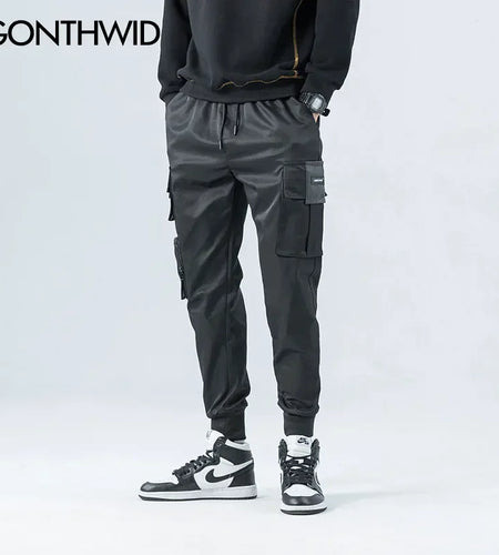 GONTHWID Side Zipper Pockets Cargo Harem Joggers Pants Men 2024 Hip Hop Casual Harajuku Streetwear Sweatpant Trousers Male Pants