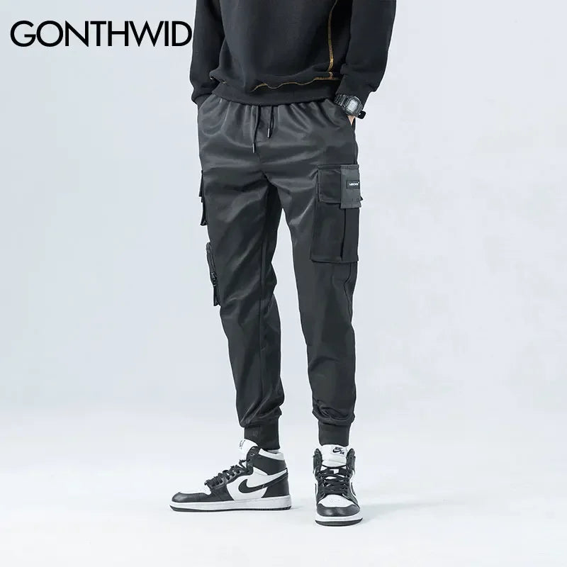 GONTHWID Side Zipper Pockets Cargo Harem Joggers Pants Men 2024 Hip Hop Casual Harajuku Streetwear Sweatpant Trousers Male Pants