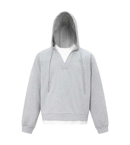 Men's Sweatshirt Spring Deconstructed Fake Two-piece Hoodies Stylish Menwear Solid Color Loose Male Clothing 9W1470