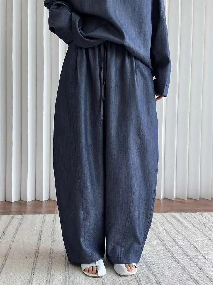 High Elastic Waist Beige Brief Casual Long Wide Leg Pants New Trousers Women Fashion Tide Spring Autumn 2025 1DJ0163