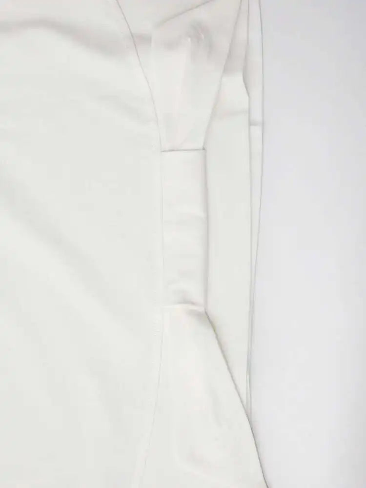 Women White Irregular Spliced Big Size Casual T-shirt New Round Neck Short Sleeve Fashion Tide Spring Summer 2025 1DH5360