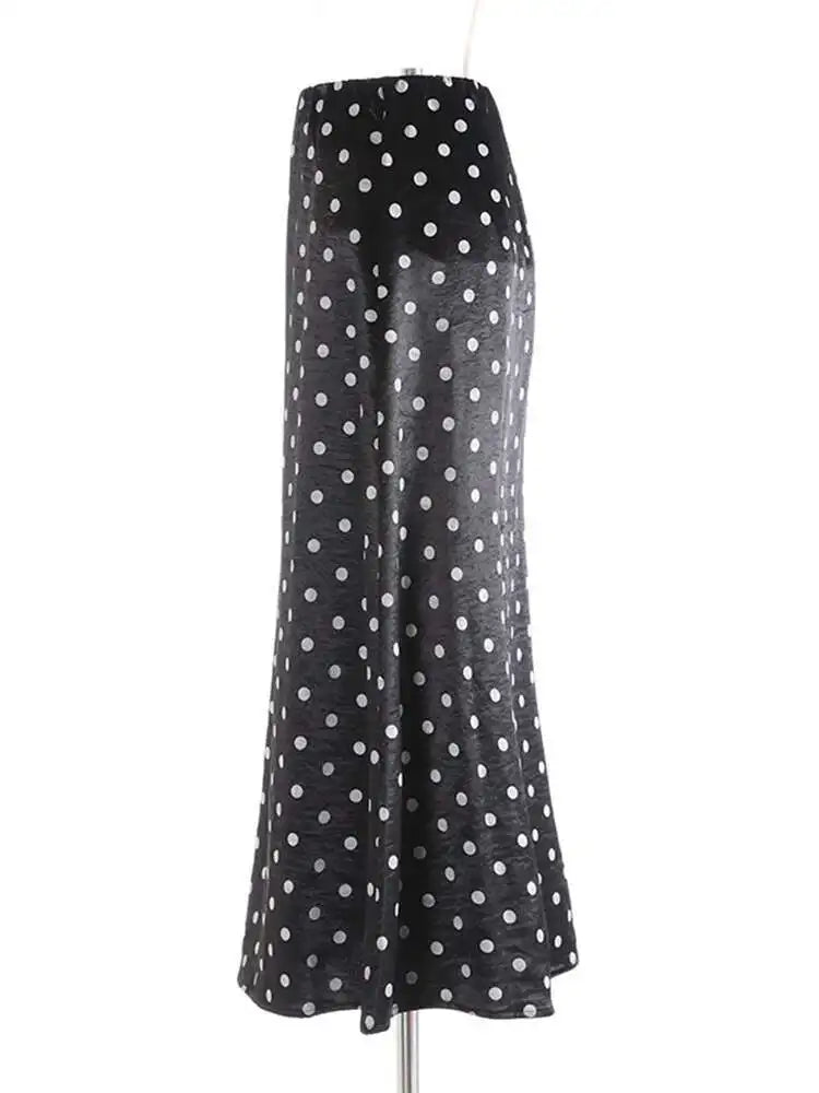 High Elastic Waist Dot Shiny Satin Body-Hugging Fishtail Half-body Skirt Women Fashion Tide New Spring Autumn 2025 1DJ0004