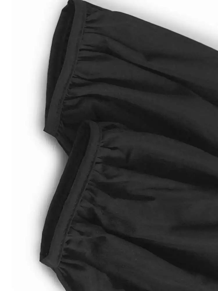 Women Black False Two Ruffles Hem Big Size Midi Dress New Round Neck Long Sleeve Fashion Tide Spring Autumn 2025 1DH9654