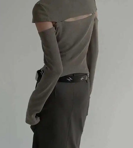 Cut-out Green Knitting Sweater Loose Fit Round Neck Long Sleeve Women Pullovers New Fashion Spring Autumn 2025 1DF4912