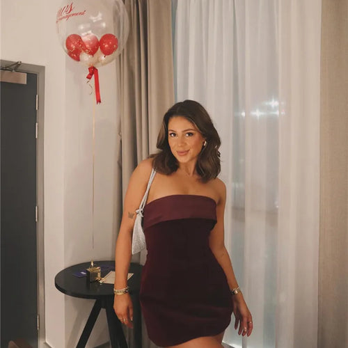 Load image into Gallery viewer, Strapless Backless Sexy Mini Dress Women Fashion With Zipper Off-shoulder Sleeveless A-line Bodycon Club Party Dress
