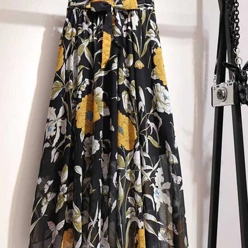 Load image into Gallery viewer, Long Skirt Women For 2024 Spring Summer Lady Korean Style White Black Chiffon Sun School High Waist Midi Skirt Female
