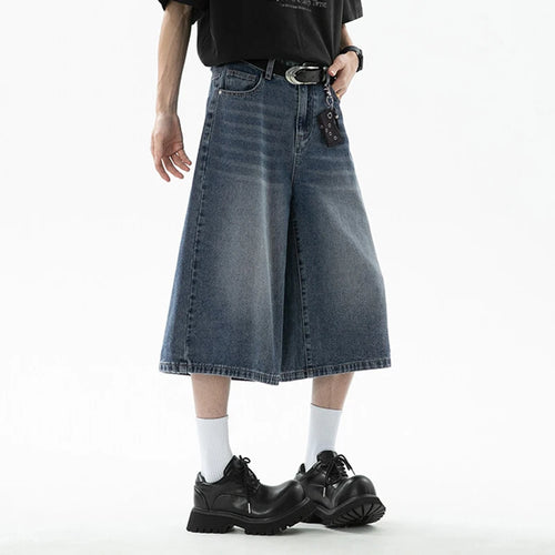 Load image into Gallery viewer, Men&#39;s Denim Shorts New American Hign Street Style Cat Whisker Design Casual Solid Color Washed Male Bottoms 2025 9W1657
