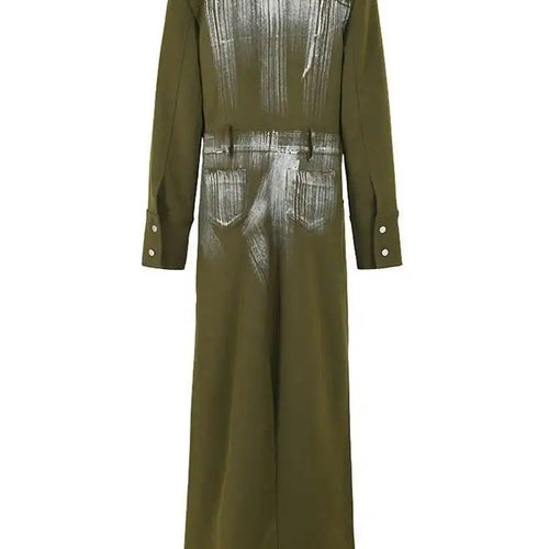 Load image into Gallery viewer, Women Green Paint Elegant Long Blazer New Lapel Long Sleeve Loose Fit Jacket Fashion Tide Spring Autumn 2025 1DF613806
