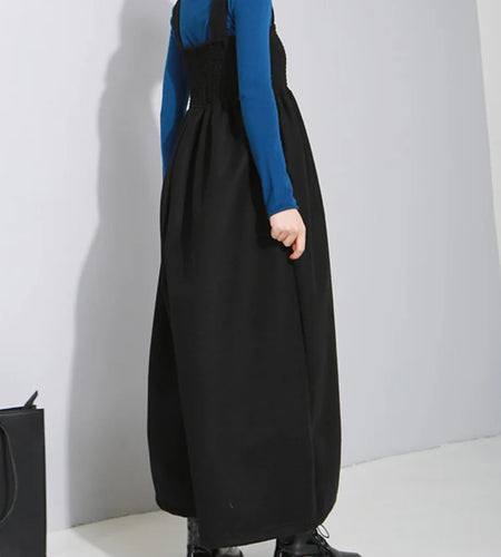 Women  Strap Vintage Pleated High Waist Ankle-length Wide Leg Pants New Autmn Winer Loose Fashion 2025  Tide OB198