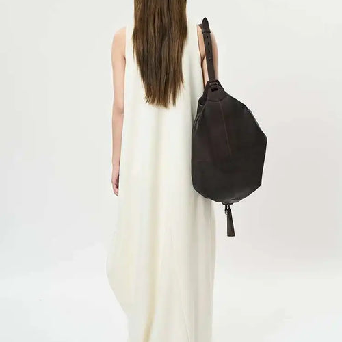 Load image into Gallery viewer, Women Black Brief Irregular Shaped Pocket Long Elegant Dress New V-Neck Sleeveless Fashion Tide Spring Autumn 2025 1DH9419
