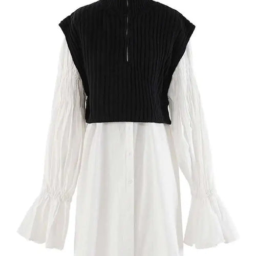 Load image into Gallery viewer, Women White Kniitting Irregular Big Size Shirt Dress New Turtleneck Long Sleeve Fashion Tide Spring Autumn 2025 CPDB269
