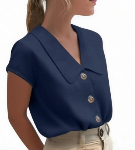 Women Summer Casual T Shirts for Women 2025 Linen Cotton Buttoned Lapel Cap Short Sleeves Womens Basic Tee Shirts