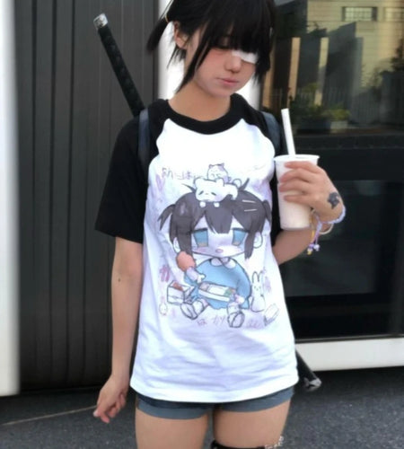 Ropa Mujer Y2k T Shirts Women Clothing Short Sleeve O-neck Tees Japanese Camisetas Anime Cute Casual Fashion Summer Tshirt