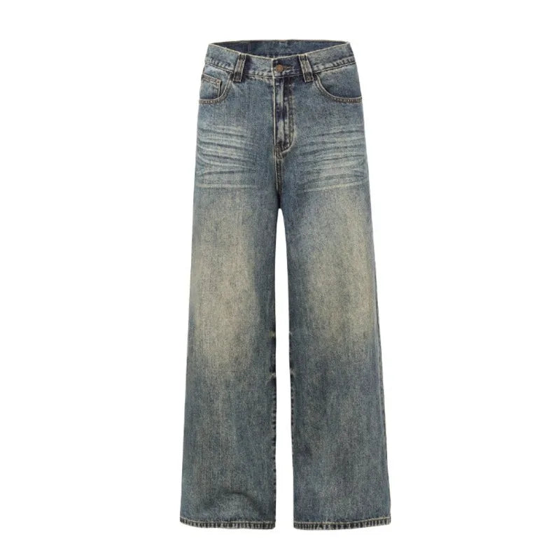 Men's Jeans Straight Leg Denim Pants New American High Street Losse Design Male Summer Trousers Casual Tide 2025 9W1553