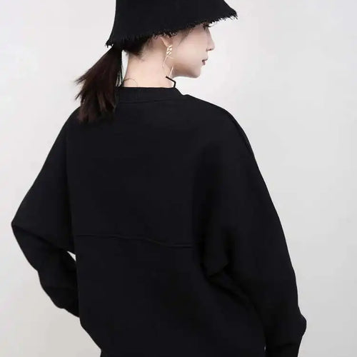 Load image into Gallery viewer, Loose Fit White Cuff Zipper Sweatshirt New Round Neck Long Sleeve Women Big Size Fashion Spring Autumn 2025 1DD5133
