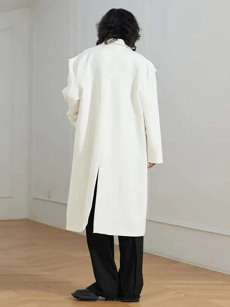 Women Black Big Size Long Casual Blazer New Lapel Long Sleeve Loose Fit Jacket Fashion Tide Spring Autumn 2025 1DH0063