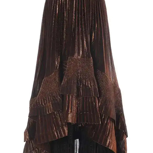 Load image into Gallery viewer, High Elastic Waist Rose Red Irregular Pleated Elegant Half-body Skirt Women Fashion Tide New Spring Autumn 2025 1DH7240
