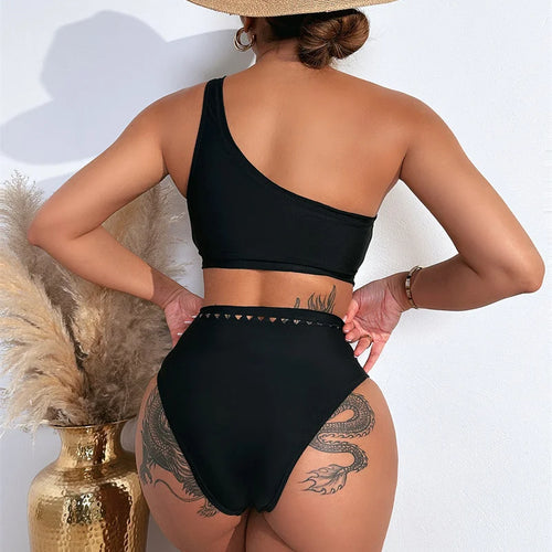 Load image into Gallery viewer, One Shoulder Bandeau Bikinis Set 2025 High Waist Swimsuit Women Swimwear Sexy Biquini Bathing Suit Beachwear
