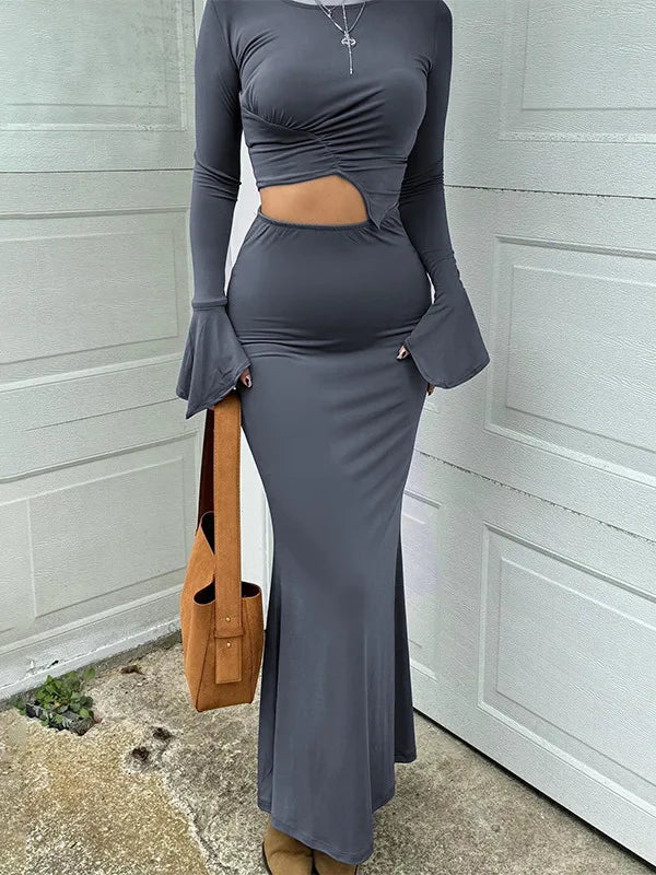 Elegant Long Sleeved Elastic Tight Top Half Skirt Women's Set Sexy Party Club Evening Dress Two-piece Set Spring 2025