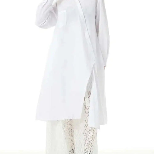 Load image into Gallery viewer, Women Purple Irregular Button Slit Big Size Shirt Dress New Lapel Long Sleeve Fashion Tide Spring Autumn 2025 1DH4827
