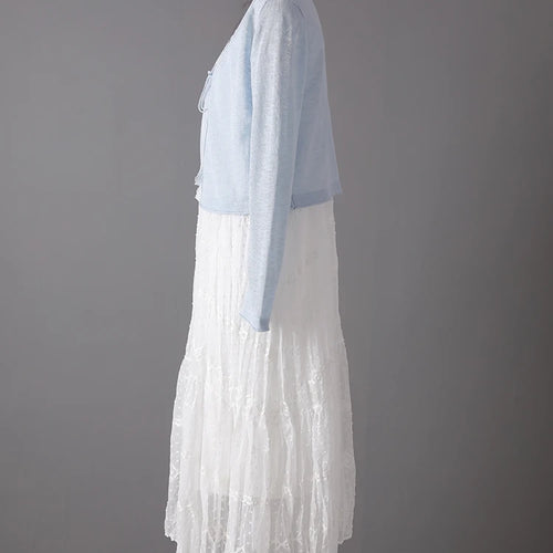 Load image into Gallery viewer, Women White Lace Jacquard Elegant Long Spaghetti Strap Dress New V-Neck Sleeveless Fashion Tide Spring Summer 2025 CPG3081
