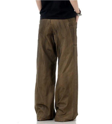 Men's Cargo Pants New American Large Pocket Stylish  Solid Color Loose Casual Straight Leg Male Trousers Spring 9W1379