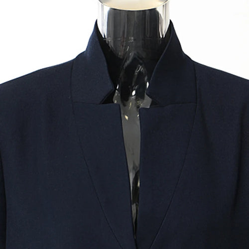 Load image into Gallery viewer, Women Navy Blue Elegant Long Shaped Blazer New Stand Collar Long Sleeve Jacket Fashion Tide Spring Autumn 2025 1DH3989
