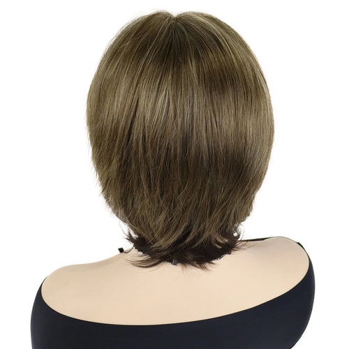 Load image into Gallery viewer, Synthetic Hair Wigs for Women Mix Brown Wig with Bangs Short Haircuts Bob Wig for Female Natural Wigs for Mother Daily
