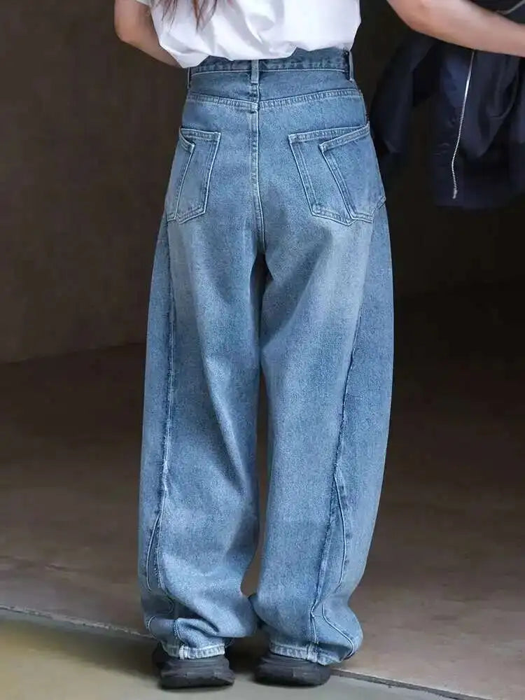 High Waist Blue Denim Long Casual Big Size Wide Leg Jeans New Women Trousers Fashion Tide Spring Autumn 2025 1DH6727