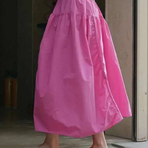 Load image into Gallery viewer, High Elastic Waist pink Color Irregular Pleated A-line Half-body Skirt Women Fashion Tide New Spring Autumn 2025 1DH5187
